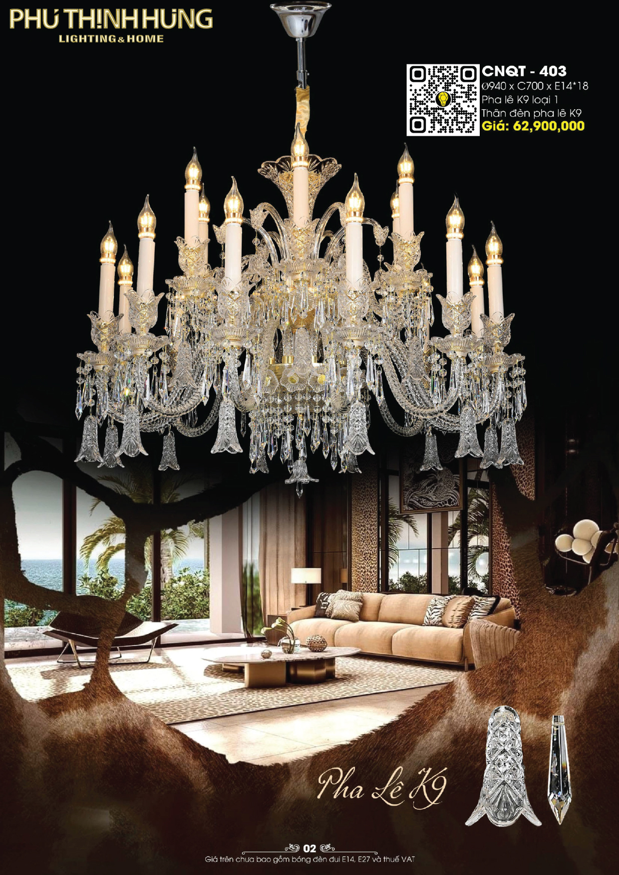 Đèn Chùm Pha Lê Lighting Home CNQT-403