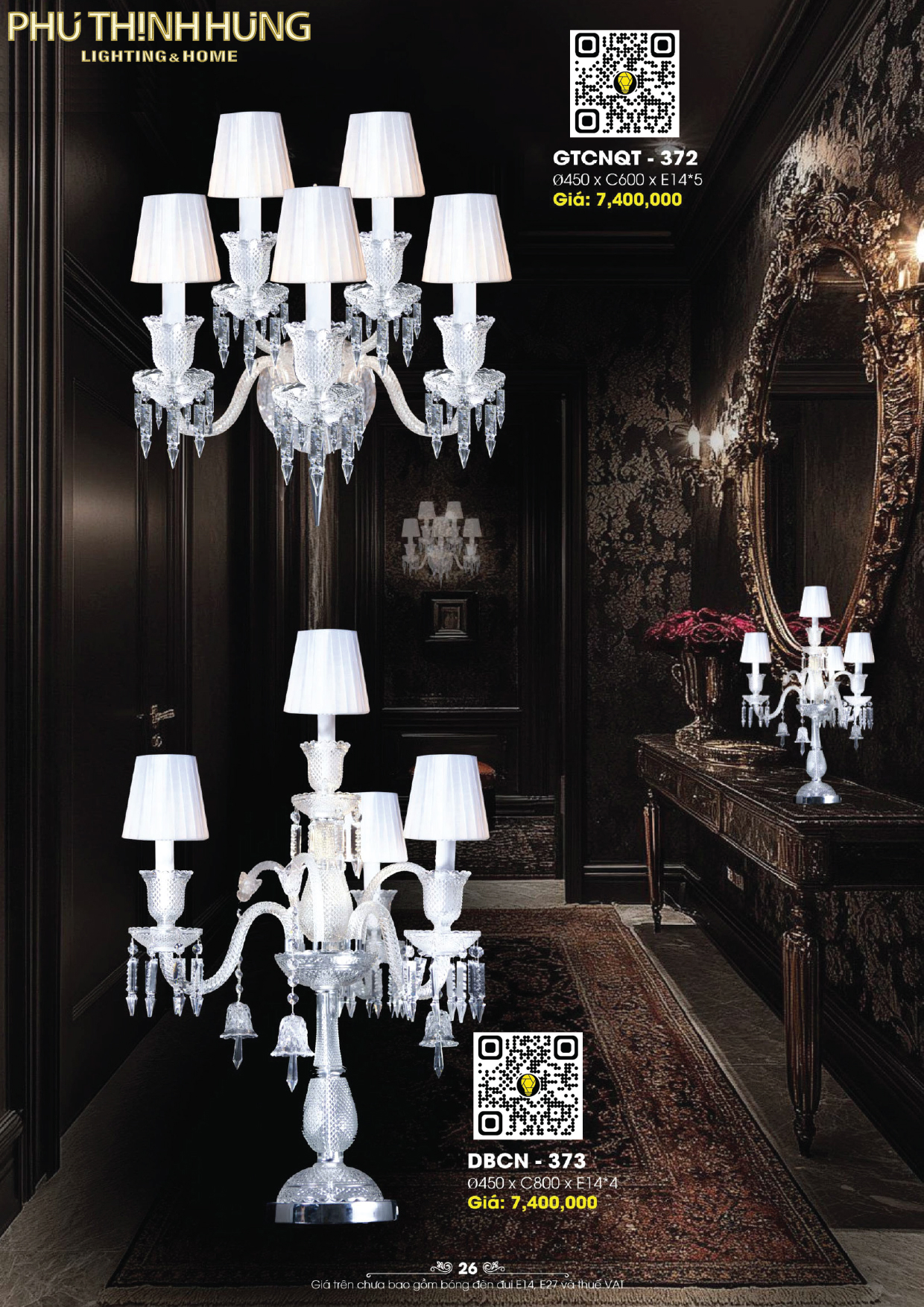 Đèn Bàn Pha Lê Lighting Home DBCN-373 và Tường GTCNQT-372